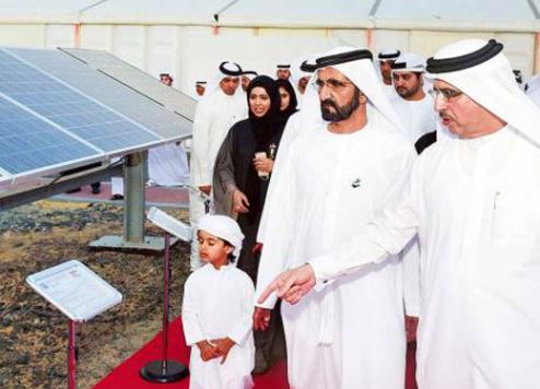 Sheikh Mohammed bin Rashid Al Maktoum pictured at the Dubai Solar Park