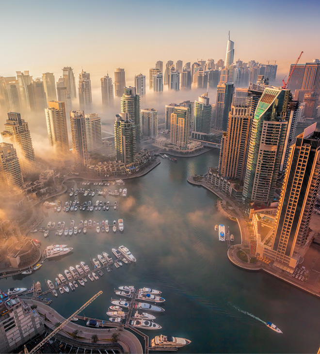 Dubai Marina at sunrise