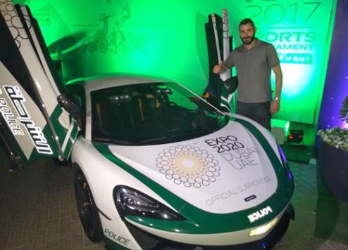 Real Madrid star tours Dubai in police supercar