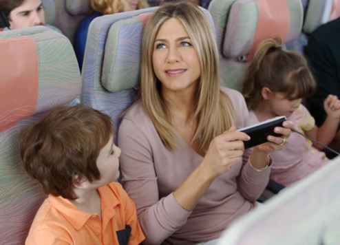 A still from the Emirates advertisement featuring Jennifer Aniston