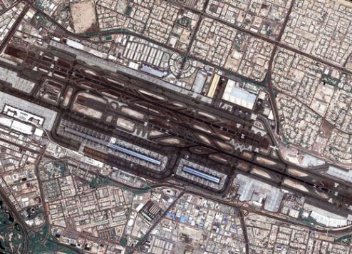 Dubai International Airport as seen from space