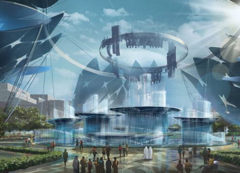 An artist's impression of Al Wasl Plaza at the World Expo site